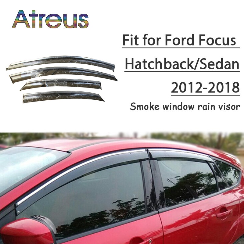 1 Set Visor Jendela Mobil Bahan ABS Untuk Ford Focus Hatchback / Sedan 2012-2018