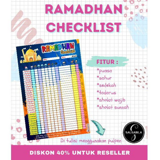 [Reseller diskon 40%] poster ramadhan / poster puasa / ramadhan checklist