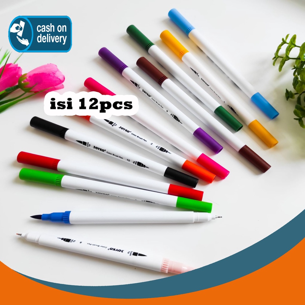 

BRUSH PEN 12 COLOR CLP-06 JOYKO DUAL TIP DOUBLE BRUSH ALAT TULIS KEKINIAN UNIK LUCU MURAH