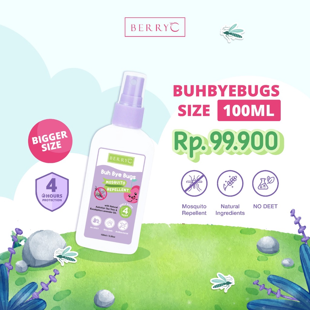 Berry C Buh Bye Bugs Mosquito Repellent 30ml / 100ml  - BerryC BuhByeBugs Anti Gigitan Serangga Nyamuk 30 ml / 100 ml