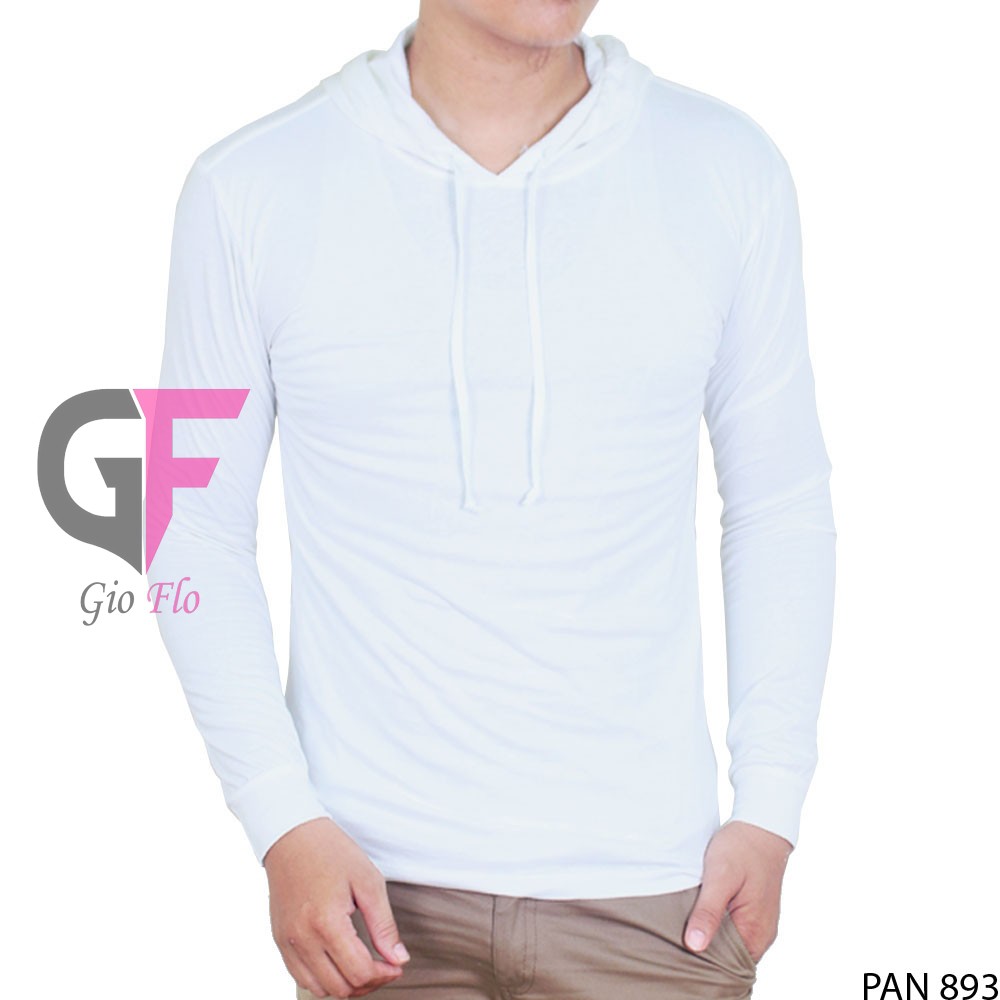 GIOFLO Baju Cowok Kaos Panjang Distro Kekinian White / PAN 893