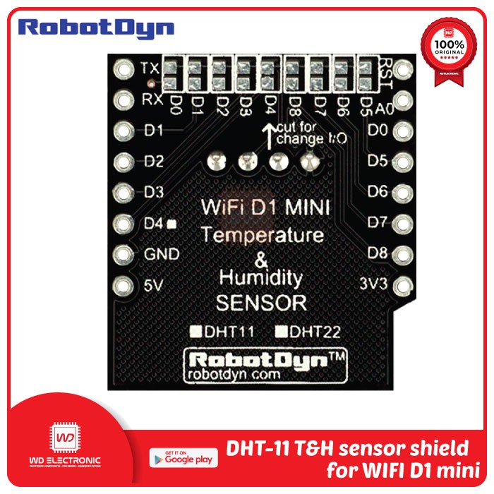 RobotDyn DHT-11 DHT11 Temperature sensor shield for WIFI D1 mini Wemos D1 mini