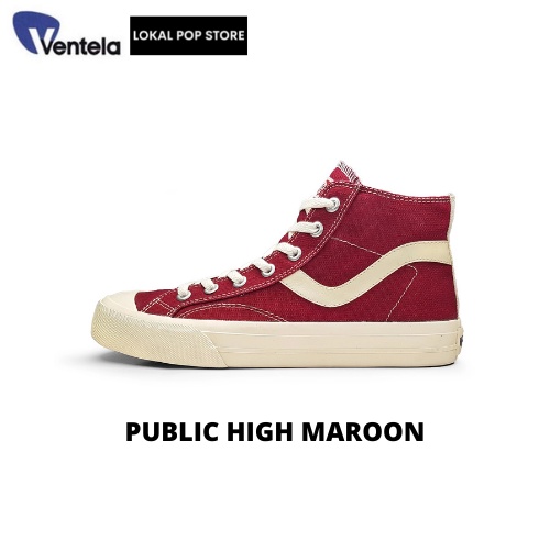Ventela Public High Maroon - Sepatu Ventela Shoes Original