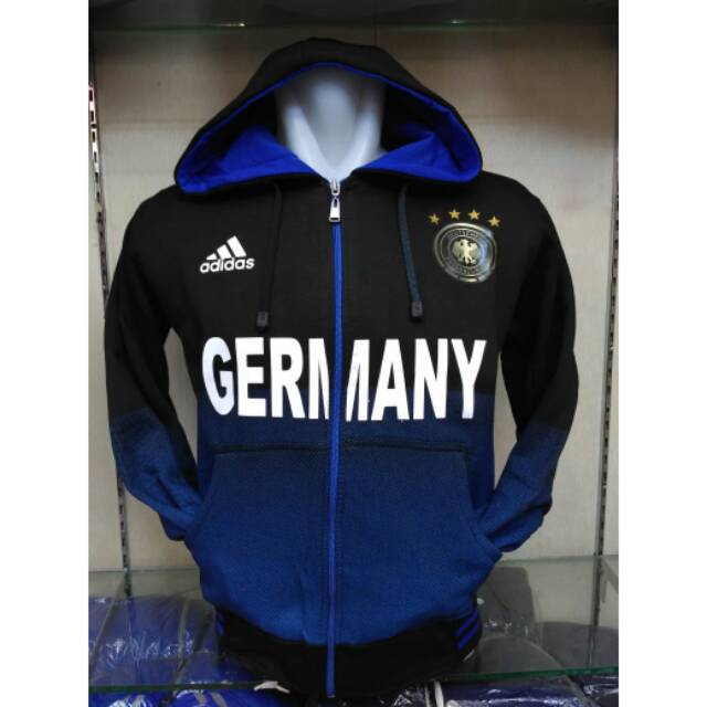 JAKET SWEATER ZIPPER BOLA JERMAN GRADASI HITAM BIRU BS-025