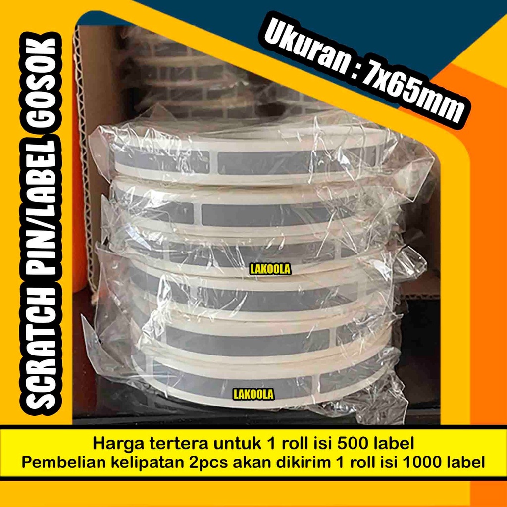 

1000 label 7x65 mm Scratch Pin label gosok Sticker Gosok 7x65 mm