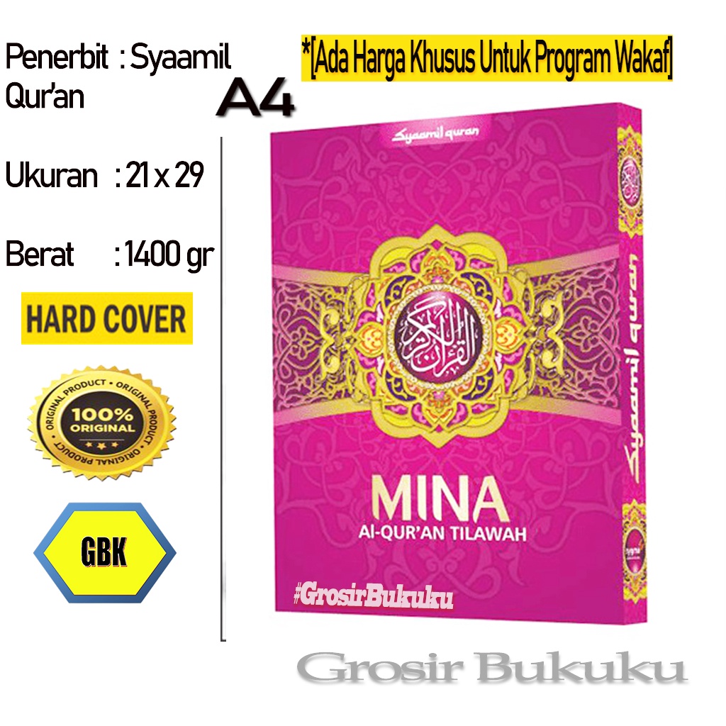 Al-Quran Mina A4 HC / Mushaf Mina Tilawah Tajwid Ukuran Besar - Syaamil Quran