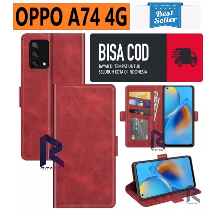 OPPO A74 4G FLIP WALLET LEATHER KULIT PREMIUM SARUNG BUKA TUTUP FLIP CASE OPPO A74 4G