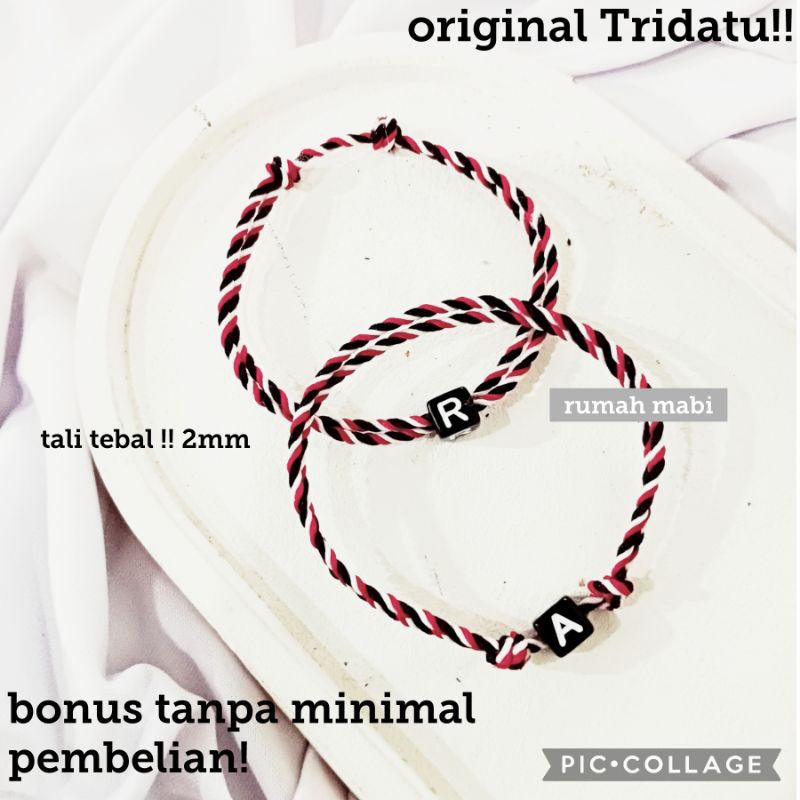 Gelang Tridatu inisial tebal!!premium!ready a-z!bonus tanpa minimal pembelian!