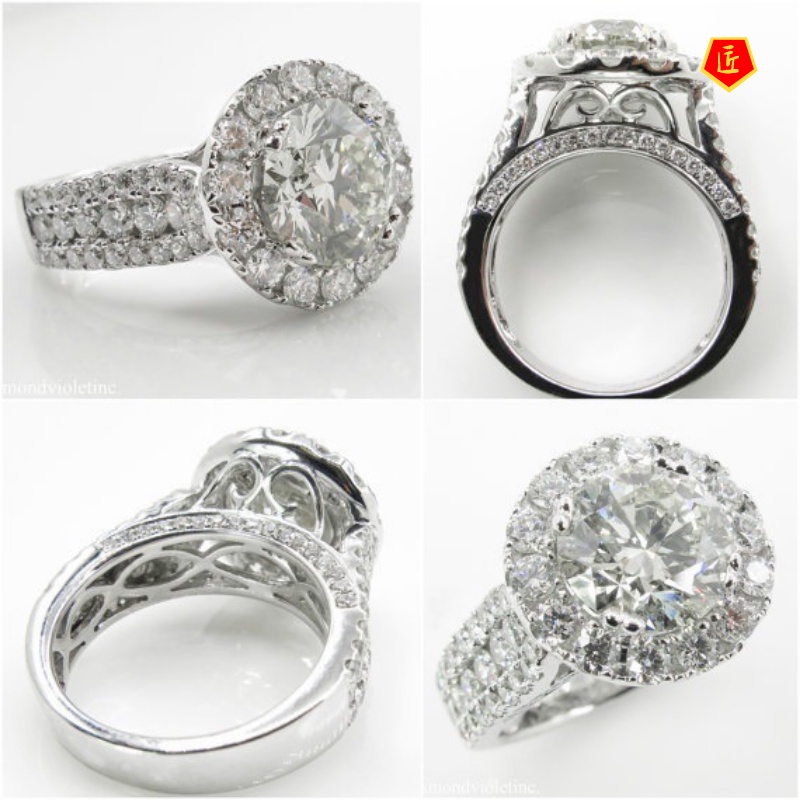 [Ready Stock]Micro-Inlaid Diamond Ring 925 Silver Women's Luxury Fashion