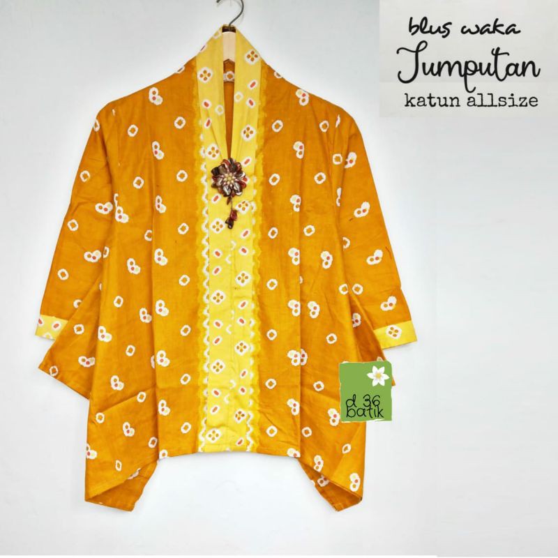 Blus Waka Jumputan atasan batik wanita modern kasual kerja elegan