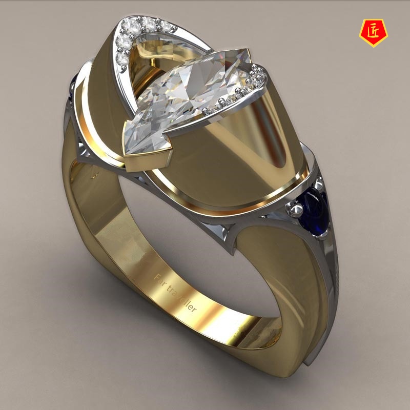 [Ready Stock]Luxury Sapphire 18K Gold Color Separation Ring