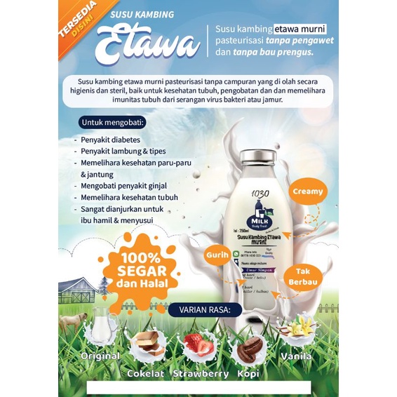 

Susu kambing etawa murni segar cair (raw) / susu kambing etawa murni mentah