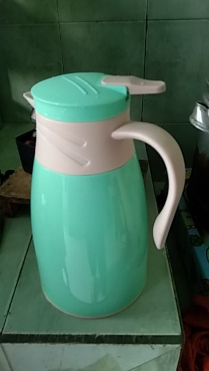 Teko 1000ml Termos Air Panas Bahan Kaca Luar Plastik Water Jug 1 Liter Besar