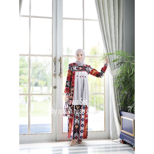 SABRINA TENUN - ILAYYA SET MERAH SILVER (ATASAN & BAWAHAN)