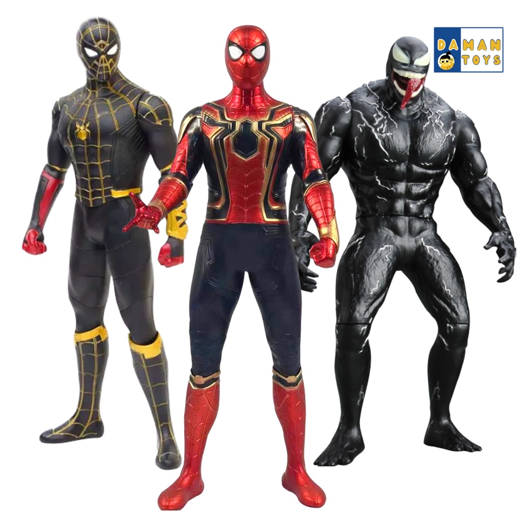 Mainan Spider man Besar Superhero Iron Spiderman Venom Titan Hero Black Gold Suit Action Figure Murah