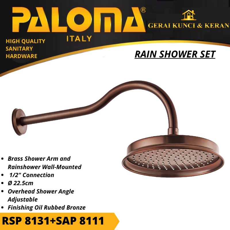 Shower Arm and Rainshower Wall Mounted Paloma RSP 8131 + SAP 8111