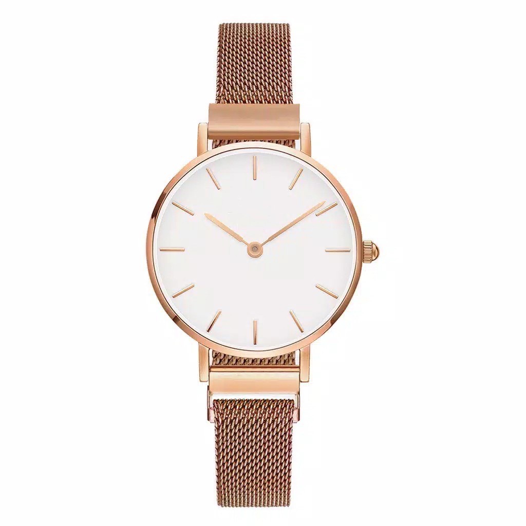 NEW JAM TANGAN RANTAI WANITA-ROSE GOLD PUTIH