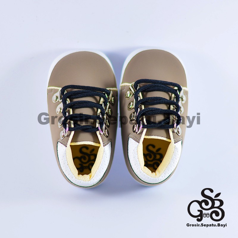 sepatu bayi baby shoes prewalker laki laki umur 2 sampai 14 bulan model edgy tali warna abu-abu