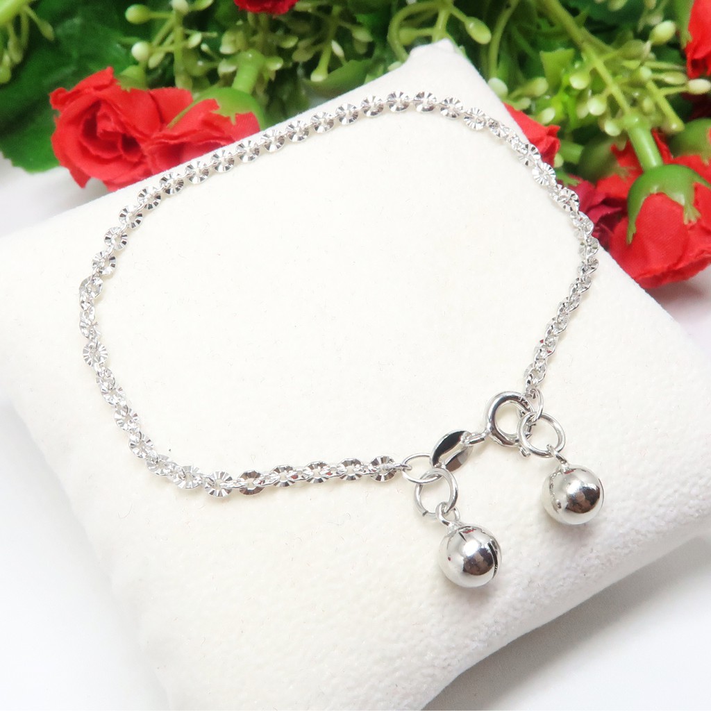 BCGT027 PERHIASAN GELANG NORI UKIR LONCENG PERAK SILVER 925 LAPIS EMAS