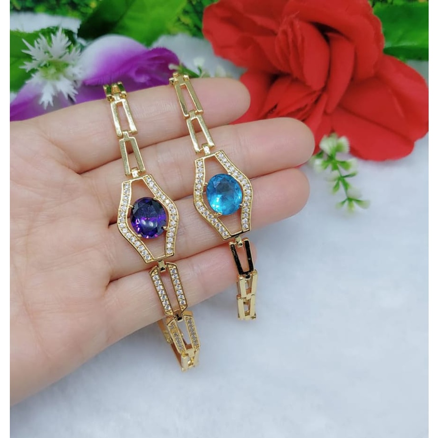 Gelang xuping permata warna warni lapis emas perhiasan fashion