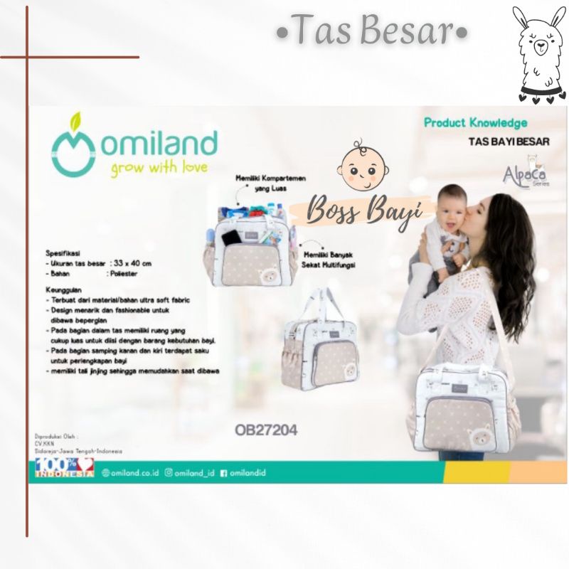 OMILAND - Tas Bayi / Diaper Bag Baby Alpaca &amp; Panda Series (Kecil | Medium | Besar)