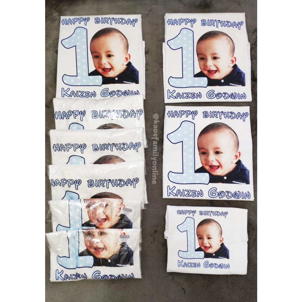 Baju Kaos Ulang Tahun Keluarga Foto Family Couple / Kaos Request FREE Nama Tulisan Custom / Kaos Ult