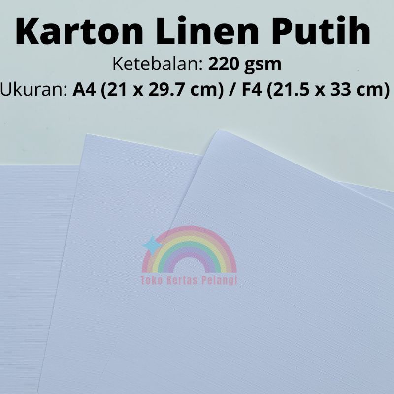 

karton linen putih isi 50 pcs ukuran A4/F4