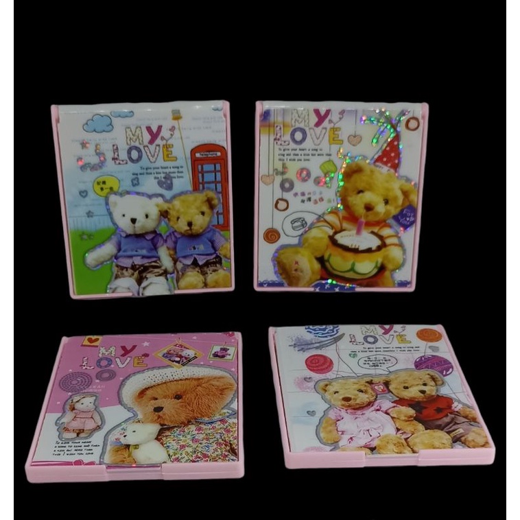 Cermin Saku Karakter Teddy / Cermin Lipat Portable / Cermin Praktis