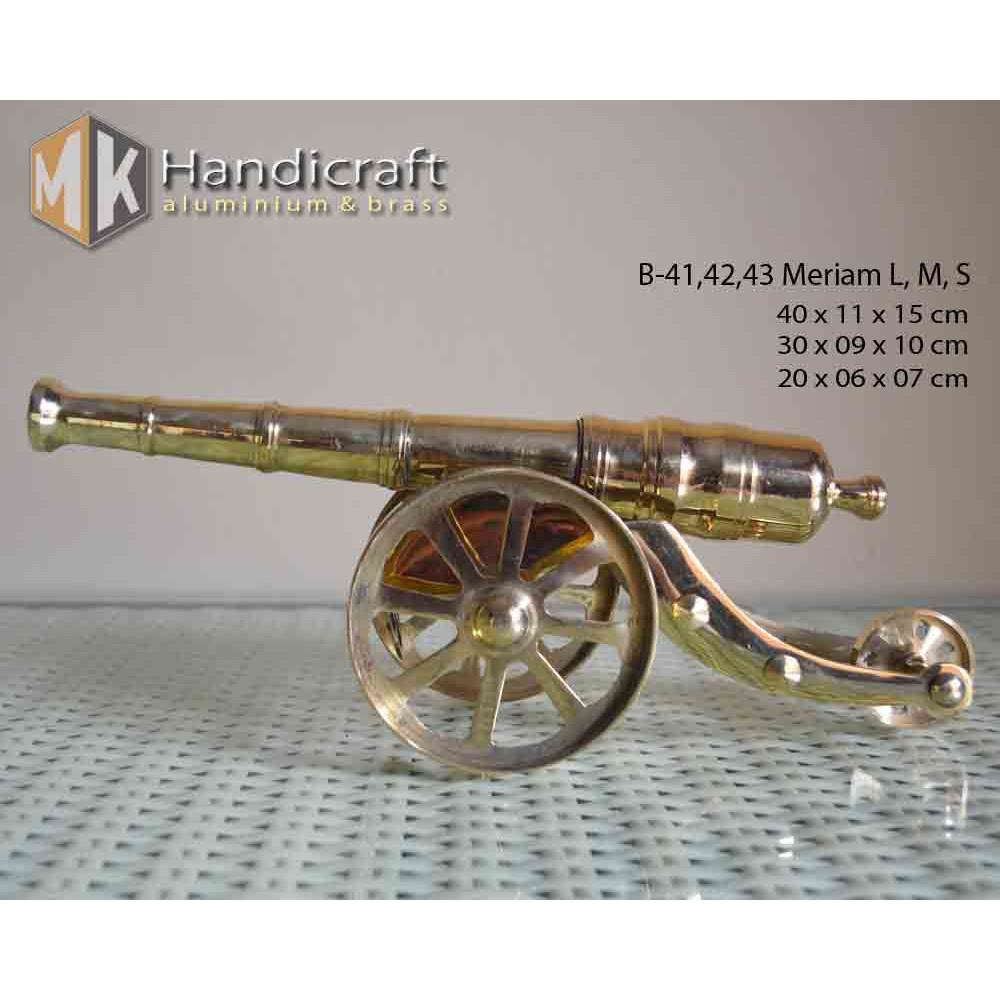 Miniatur Meriam - Cannon - Kuningan ukuran Besar L - 35x11x15