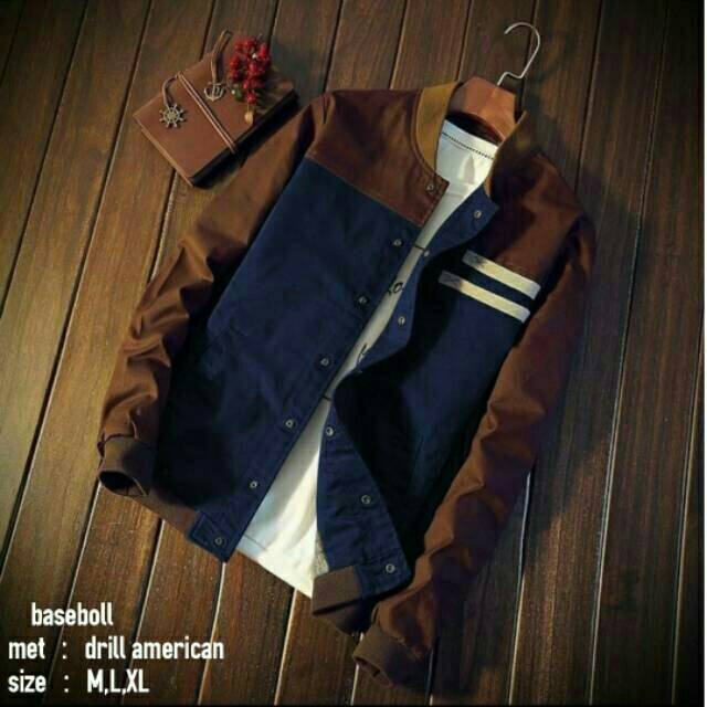 Jaket Baseball Drill Pria Trendy BEST SELLER !