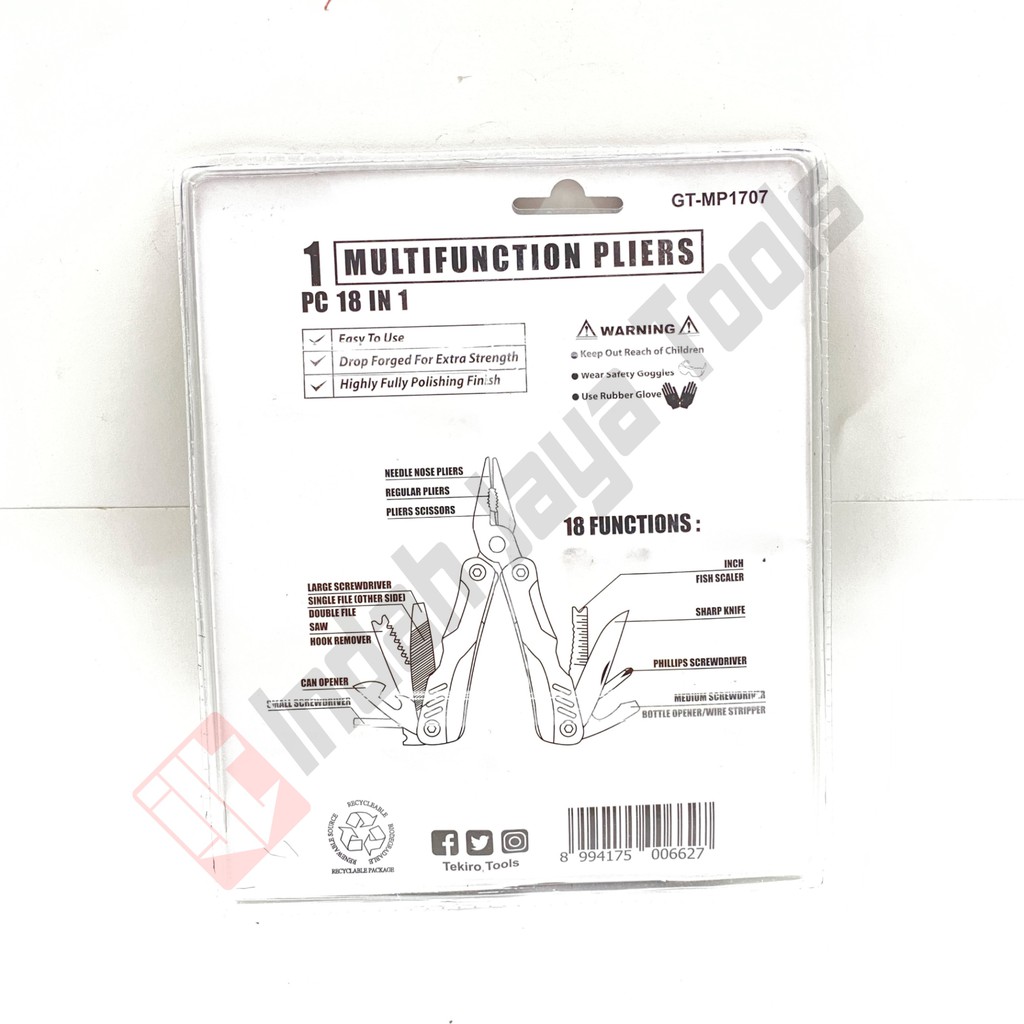 TEKIRO GT-MP1707 TANG LIPAT 18 in 1 Multifungsi Kombinasi Toolkit