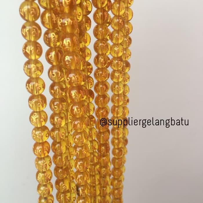 tibetian 8mm bahan batu kuarsa gelang kalung kuning natural ukir emas gold quartz natural fashion