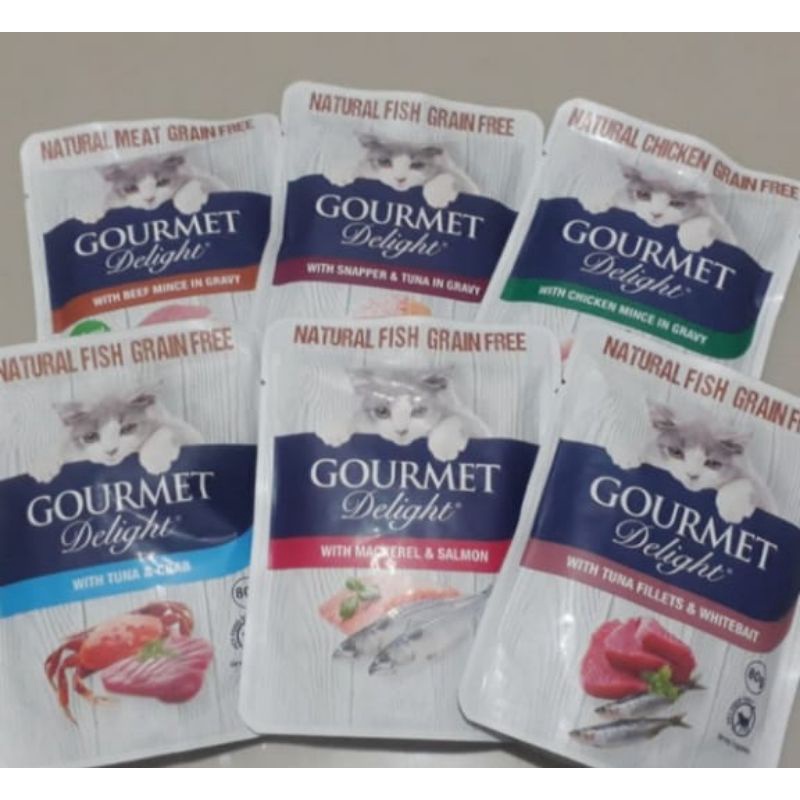 Makanan Basah Kucing - Gourmet Delight sachet All varian rasa 80gr