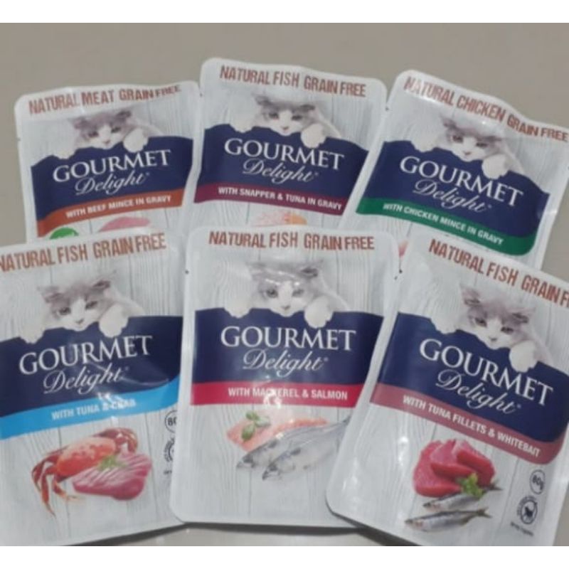 Makanan Basah Kucing - Gourmet Delight sachet All varian rasa 80gr