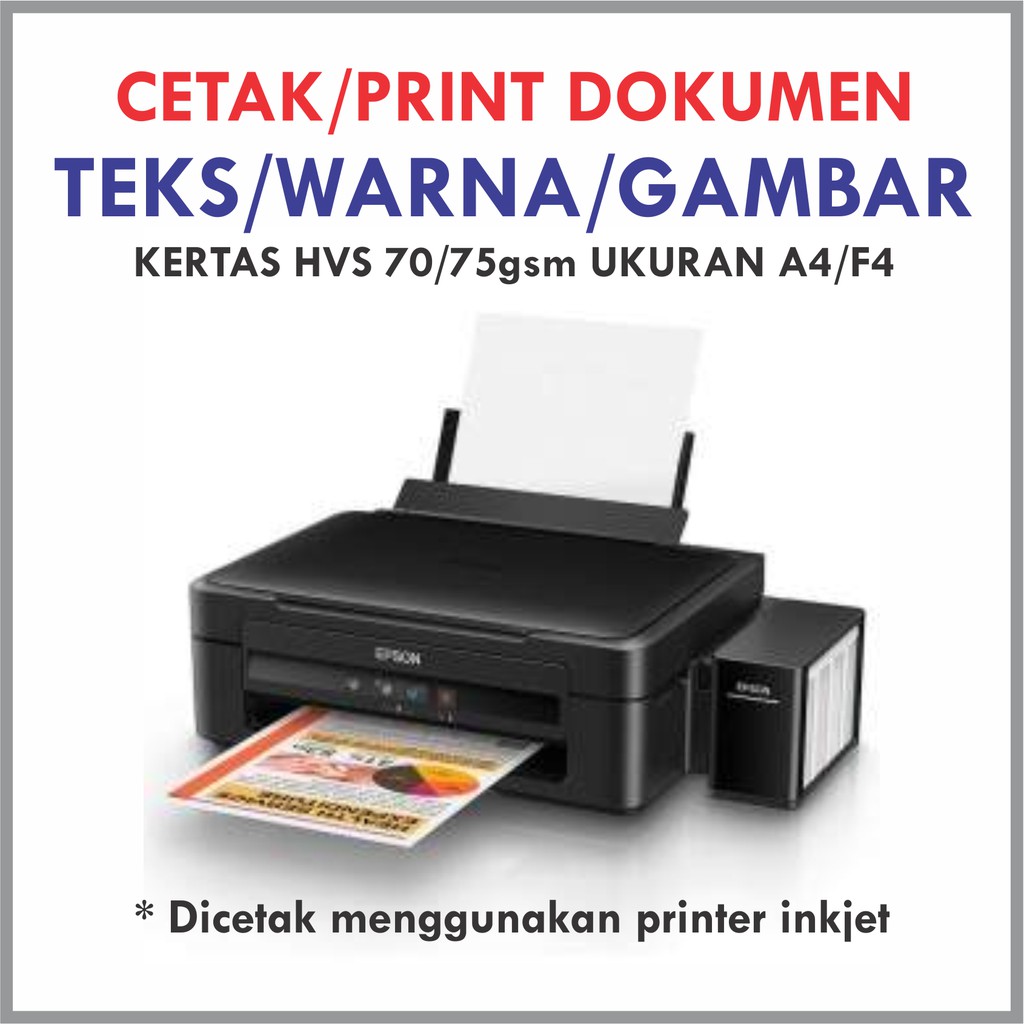 

Jasa Print / Cetak Dokumen Teks/Warna/Gambar HVS 70/75gsm A4/F4