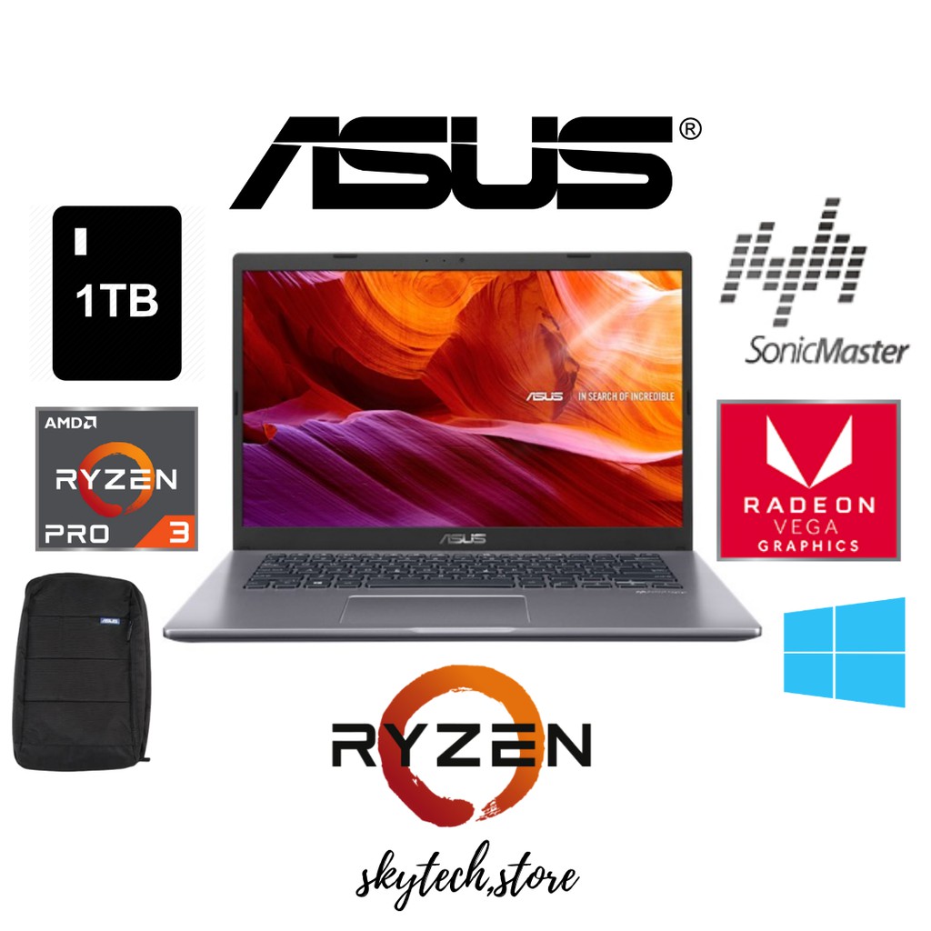 LAPTOP ASUS M409DA-EK301T RAM8GB AMD RYZEN 3 3200U HDD1TB 14 FHD AMD VEGA 3 WINDOWS 10 ORIGINAL