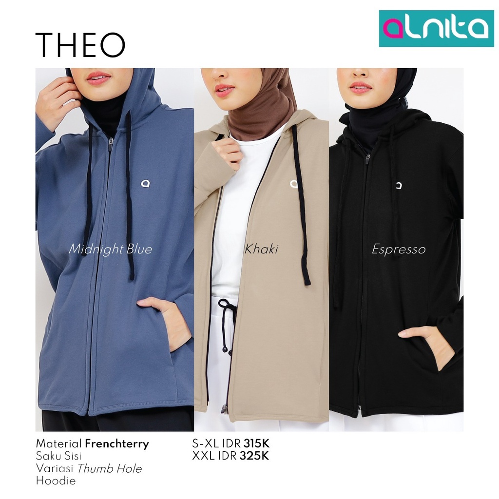 Alnita Outwear Theo Bahan Frenchterry Model Simpel Polos Kekinian by Alnita bisa COD