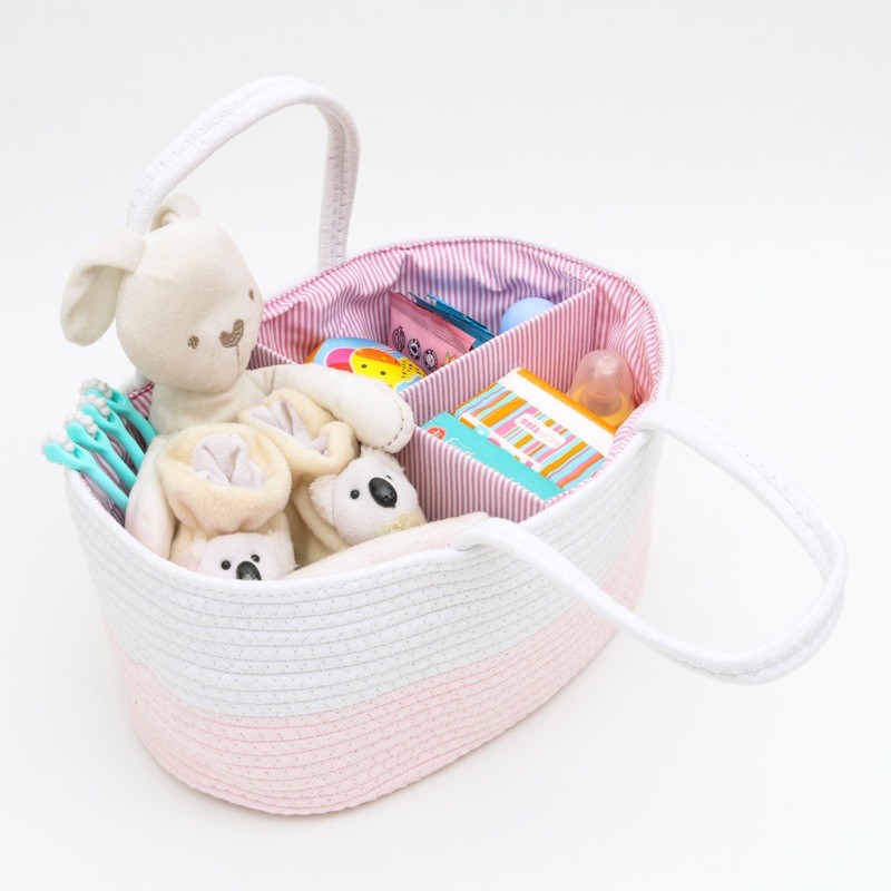 kinderkeen rope caddy bag white pink / mocha / grey