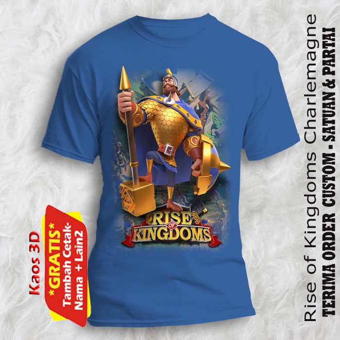 T-shirt Rise of Kingdoms Charlemagne semua ukuran kualitas cetak 3 dimensi gratis cetak tulisan