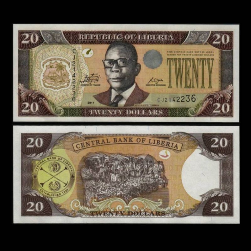 UANG ASING LIBERIA 20 DOLLARS 2003-11 UNC ORIGINAL BANKNOTE VERSI LAMA