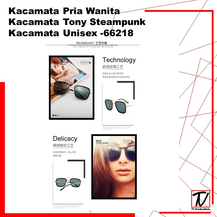 Kacamata Tony Stark Pria /Wanita  Viral Kacamata Tony Stark Steampunk HD Polarized Sunglasses -66218