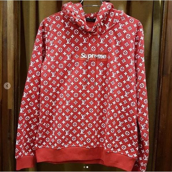 Hoodie Lv X Supreme 1:1 Original Mirror Quality Import Louis Vuitton