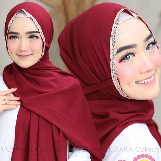 PASHMINA INSTAN RENDA TALI DIAMOND / PASHTAN MARYAM TRINITY-maroon