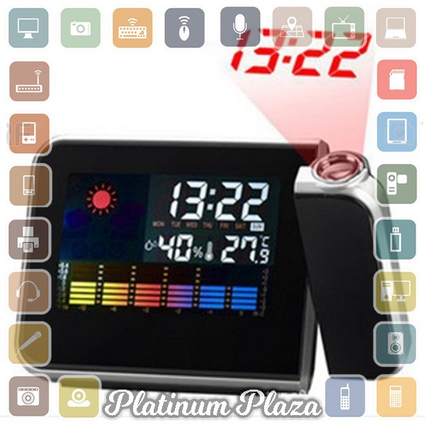 Jam Digital Proyektor Penunjuk Cuaca - JK-393 - Black`60NZ88-