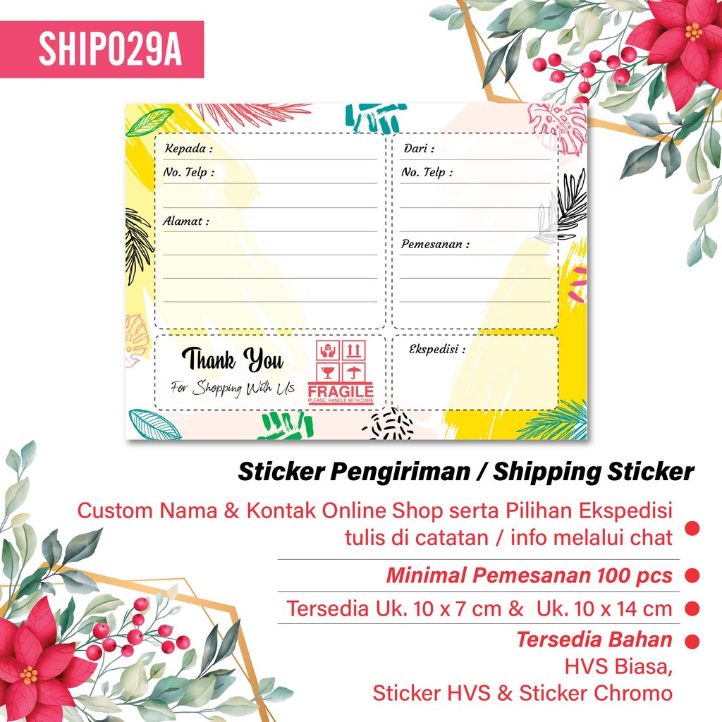 

Hanabi Shipping Sticker 1 pack isi 16pcs Stiker Pengiriman Stiker Alamat Ship029A