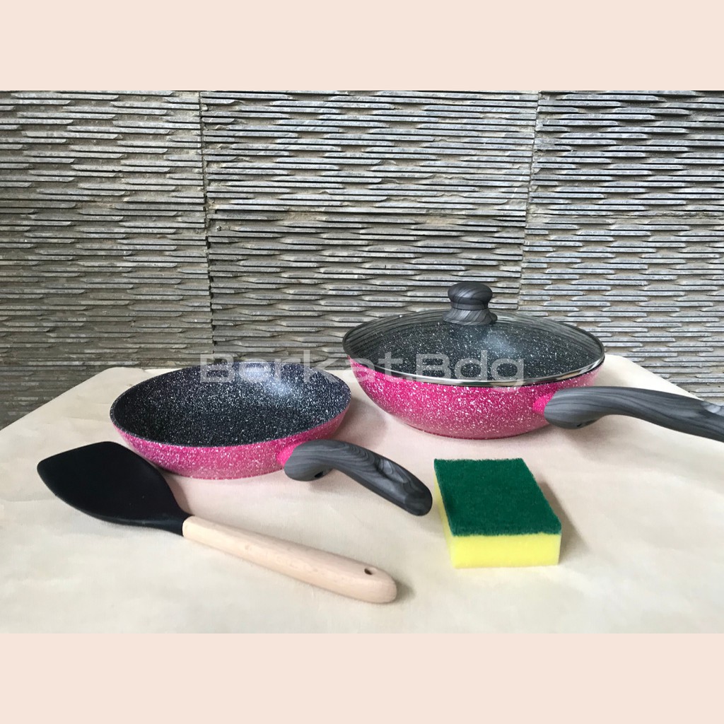 BOLDE Super Pan Panci Set BLACKPINK lapis Granite Coating 5pcs