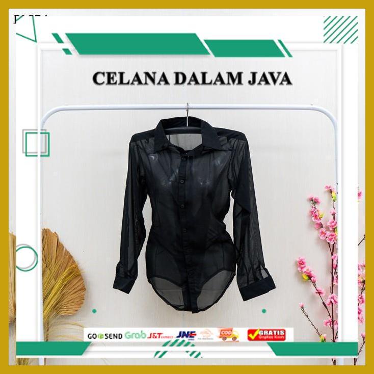 TERBARU BAJU KEMEJA TIDUR SEKSI LINGERIE WANITA SEMI TRANSPARAN HITAM PL23A ASLI IMPORT 