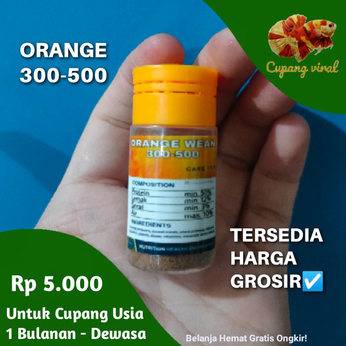 Pelet Orange (Wean) 300-500 (Kemasan Tester)