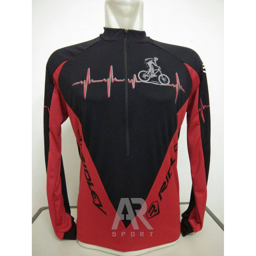 Jersey Sepeda Ridley Hitam Merah Lengan Panjang