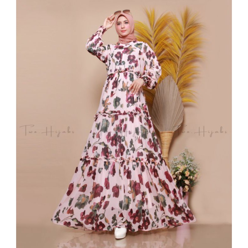 gamis ceruty printing/gamis ceruty printing bunga